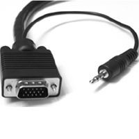 Cable, SVGA, Pro Audio \/ Video, HD15 M/M, 3.5mm Audio, Dual Ferrite, 6 ft.