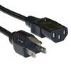 Power Cord, 4 ft, 15A/125V, 14 AWG, NEMA 5-15P / IEC C13, SJT, Black, UL/CSA