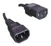 Power Cord, 3 ft, 15A/125V, 14 AWG, IEC C13 / IEC C14, SJT, Black, UL/CSA