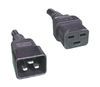 Power Cord, 10 ft, 20A/250V, 12 AWG, IEC C19 / IEC C20, SJT, Black, UL/CSA