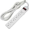 Surge Protector, Power Strip, 3 ft, 6 Outlet, 15A/120V, White