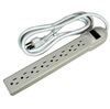 Surge Protector, Power Strip, 6 ft, 8 Outlet, 15A/120V, White