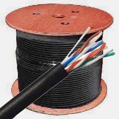 Cable, Cat 6, 1000 ft. Reel, Solid, Unshielded, 600MHz, Outdoor, Black