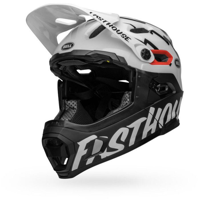 Bell Super DH Spherical Helmet &#39;25, Color: Fasthouse Matte / Gloss White Black, Size: Small (52-56cm)