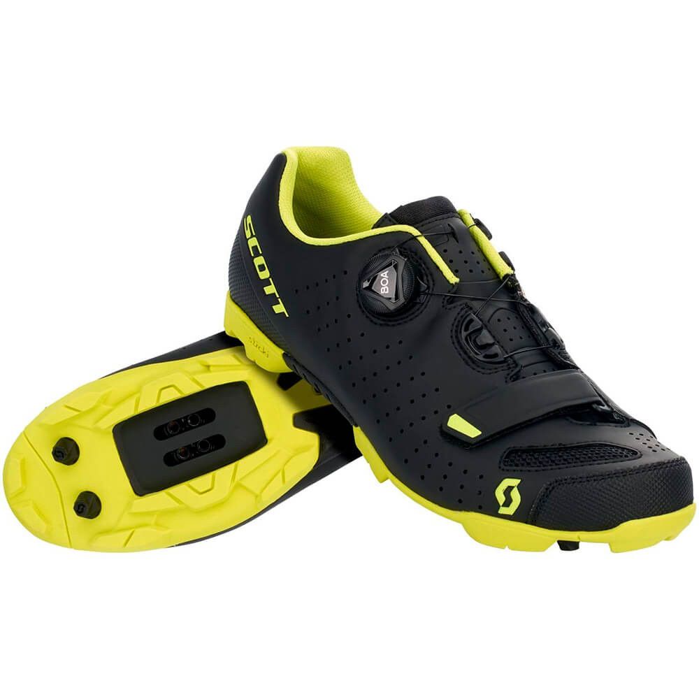 Scott MTB Comp Boa Clipless Shoe, Color: Matte Black / Sulphur Yellow, Size: 42.0