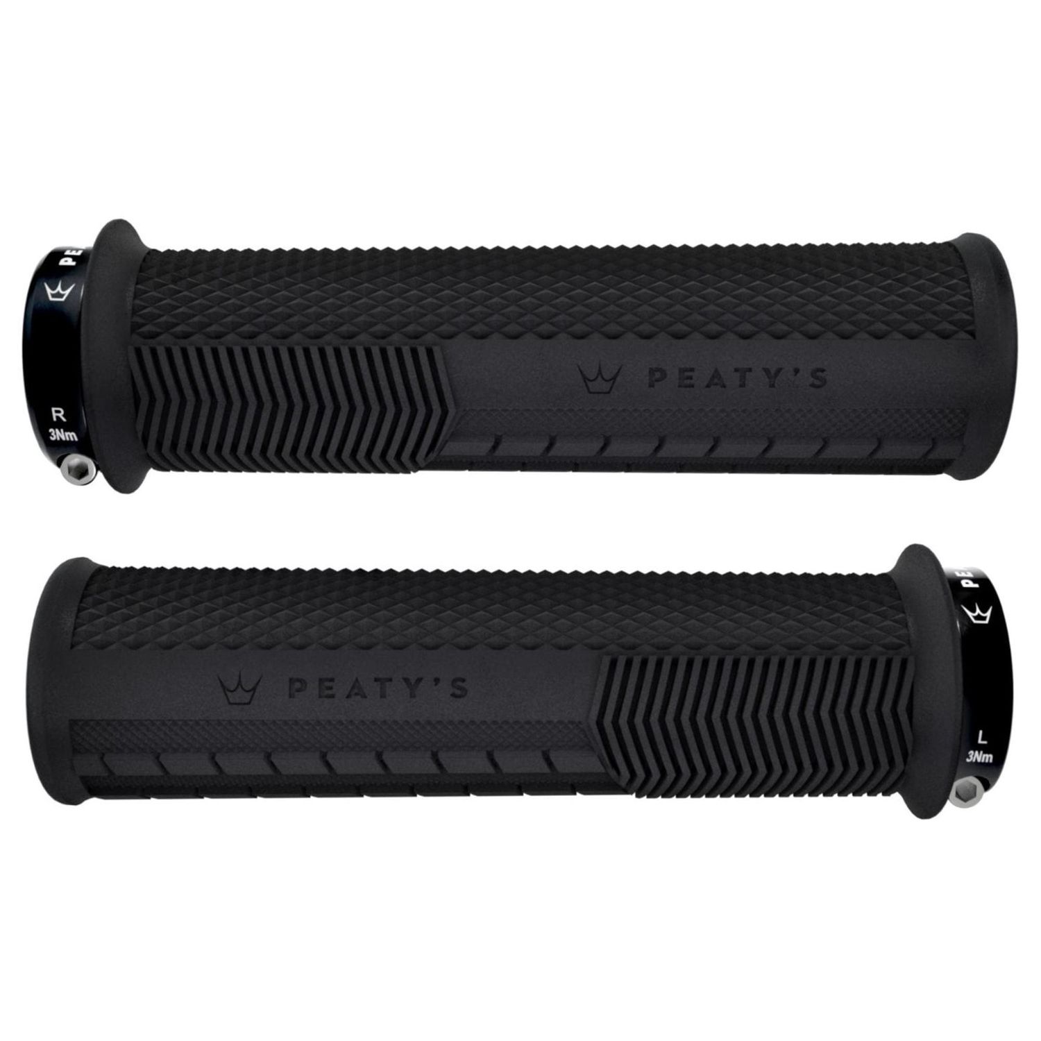 Peaty&#39;s Monarch Knurl Grip, Color: Black, Size: Thin (30-32mm)