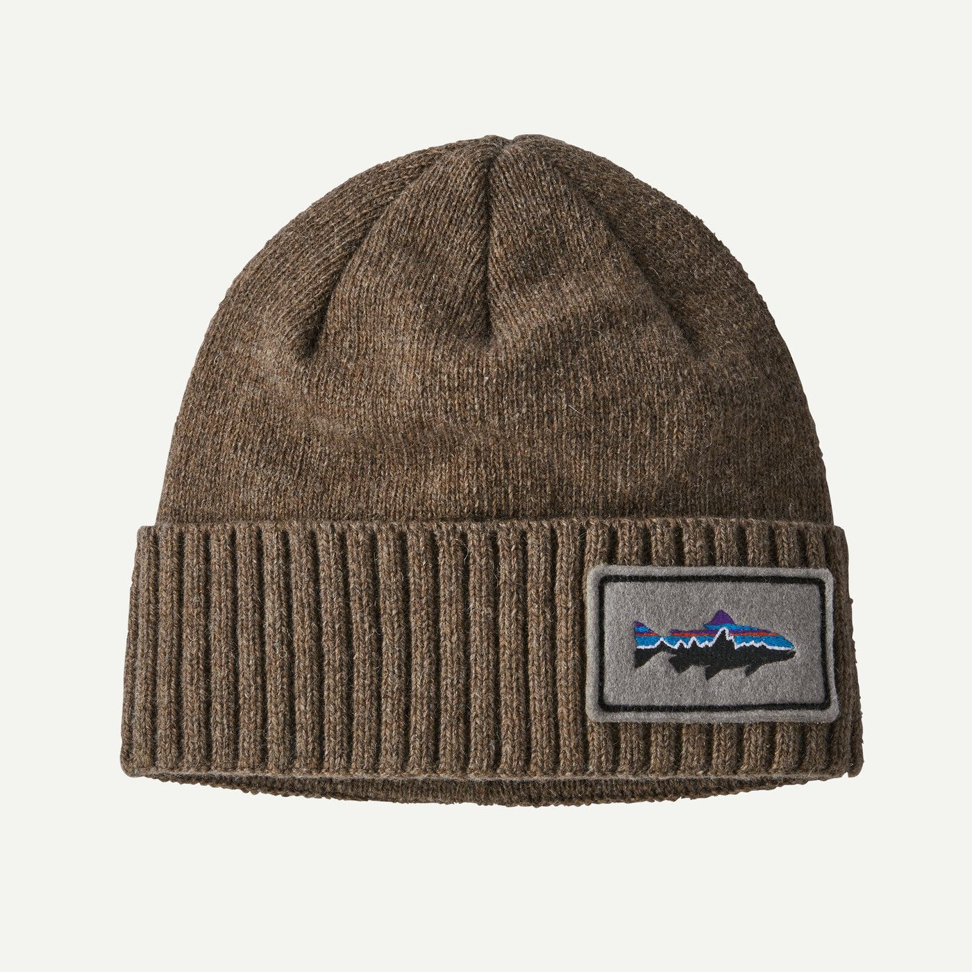 Patagonia Brodeo Beanie &#39;25, Color: Fitz Roy Trout Patch: Ash Tan
