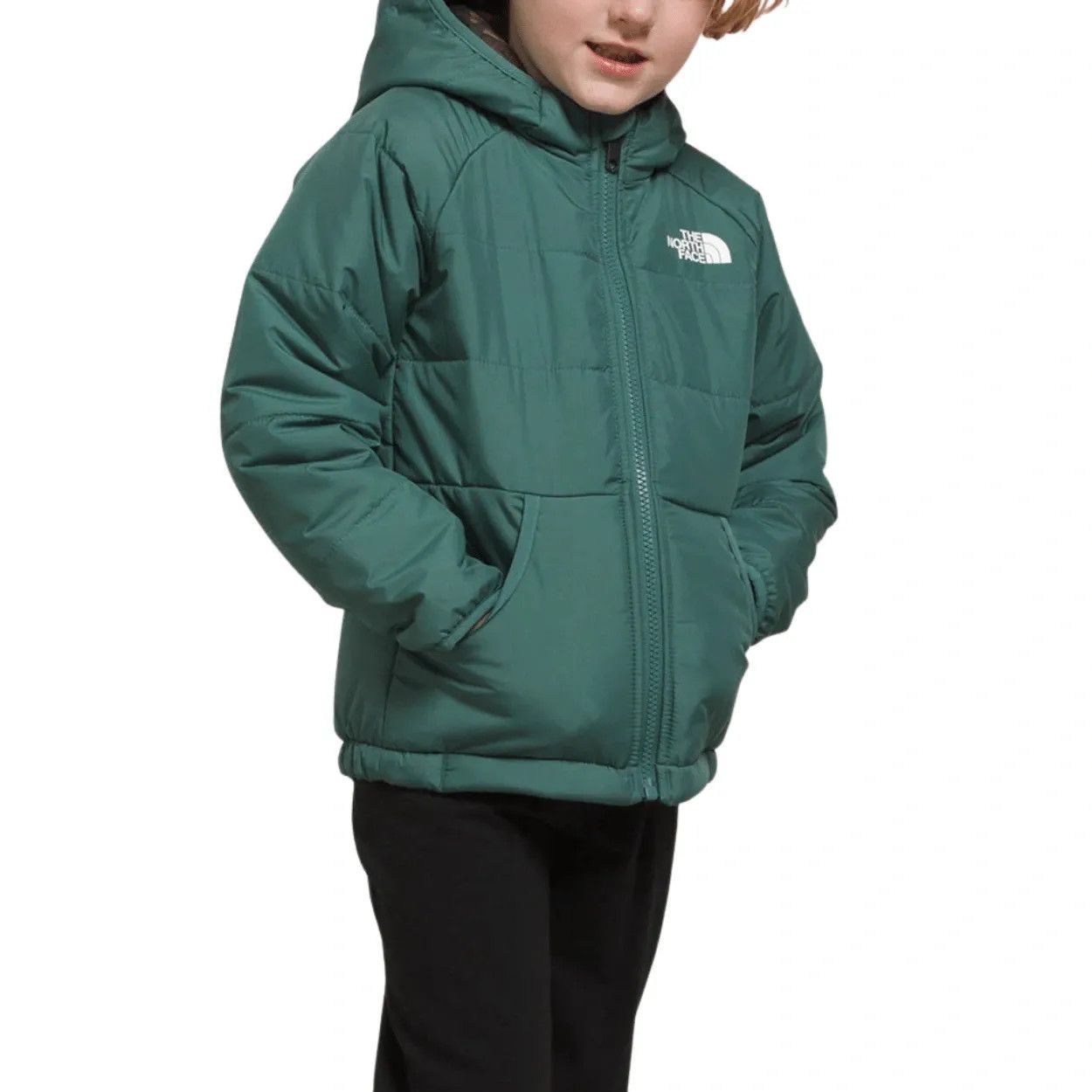 The North Face Kids' Reversible Perrito Hooded Jacket '24, Color: Dark Sage, Size: 3