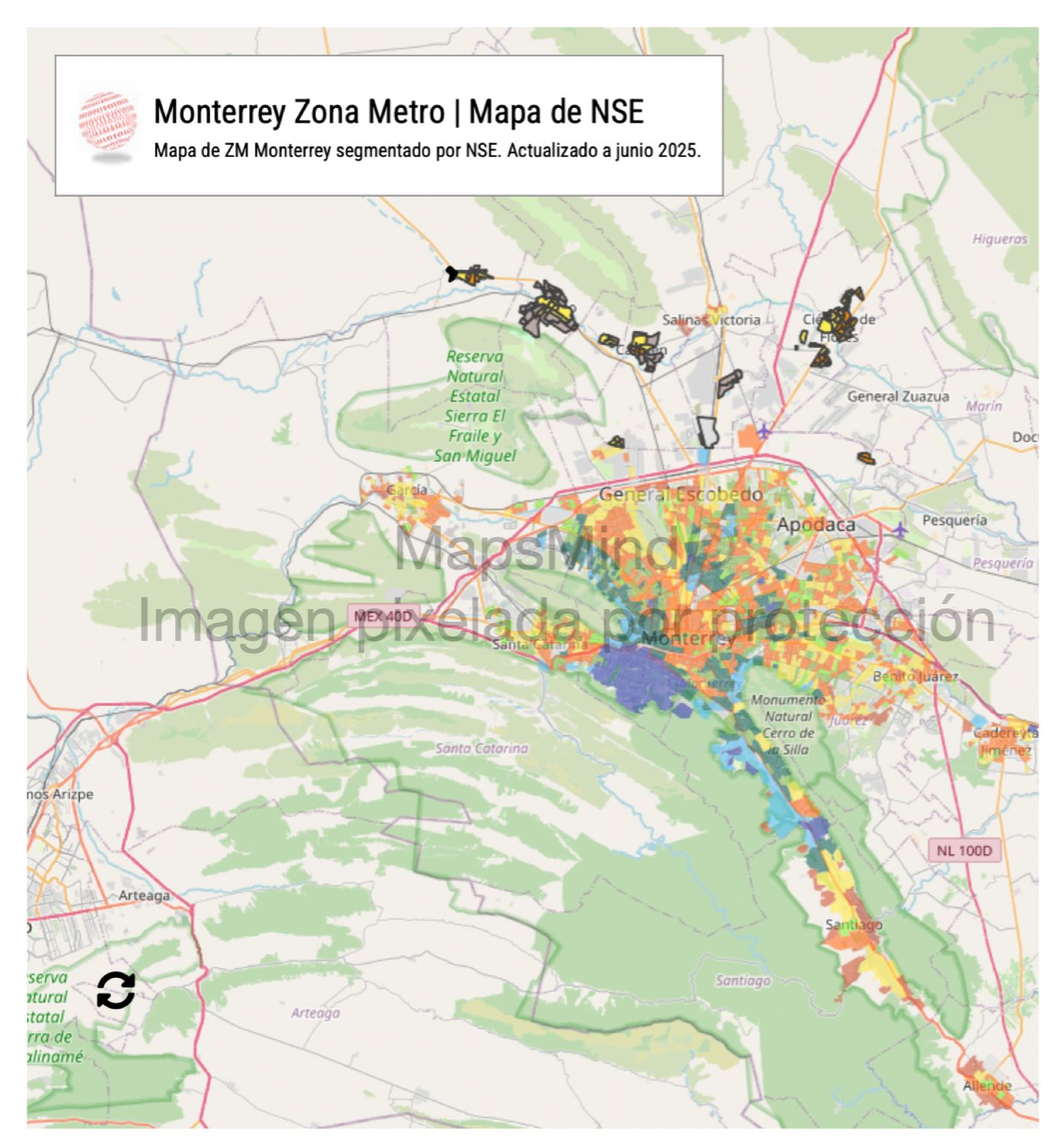Mapa mural de niveles socioeconómicos de Monterrey, N.L.