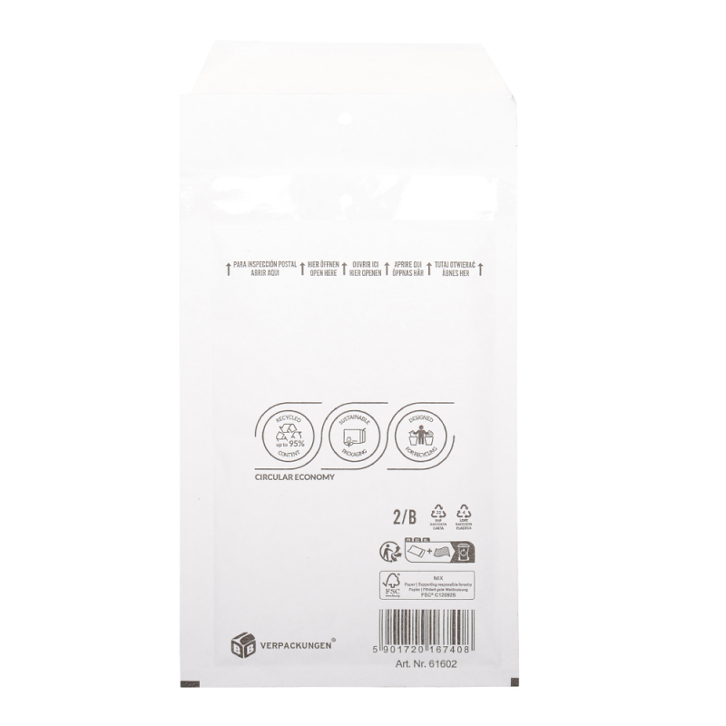 Luftpolsterversandtasche 120x215 mm für DIN A6+ / C6 (weiss)