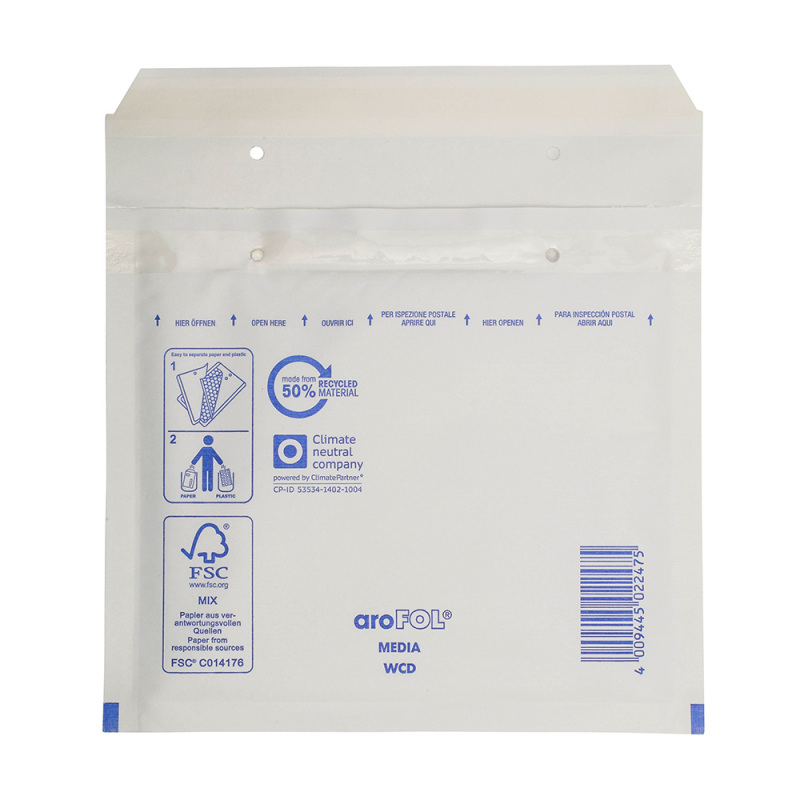 Luftpolsterversandtasche 180x165 mm für DIN B6+(weiss)