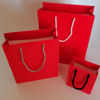 Papiertragetasche 20 + 9 x 23 + 4 cm in Glanz Rot