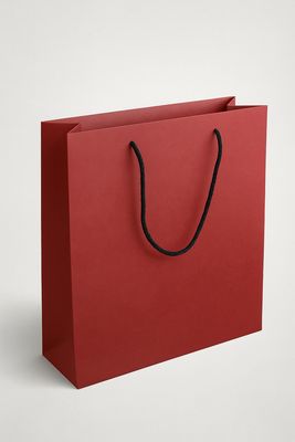 Papiertragetasche 42 + 13 x 36 + 4 cm in Leder rot