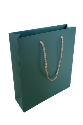 Papiertragetasche 24 + 9 x 27 + 3 cm in Metallic Grün-blau