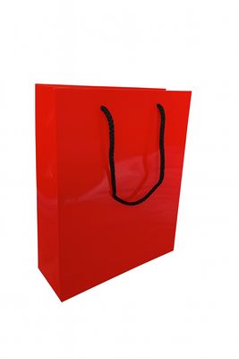 Papiertragetasche 20 + 9 x 23 + 4 cm in Glanz Rot