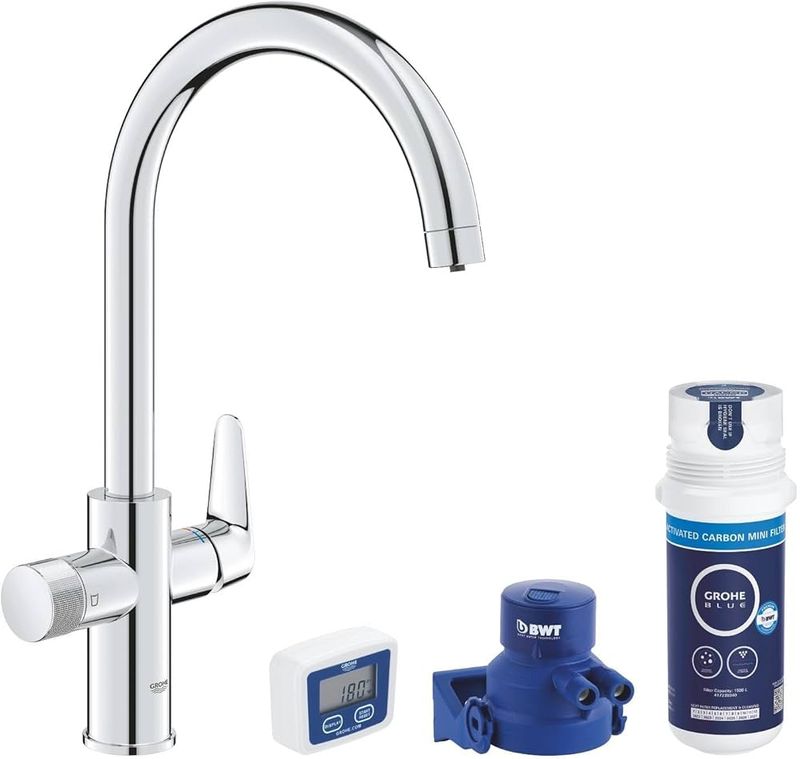 Blue Filtre à charbon actif avec tête de filtre et débitmètre