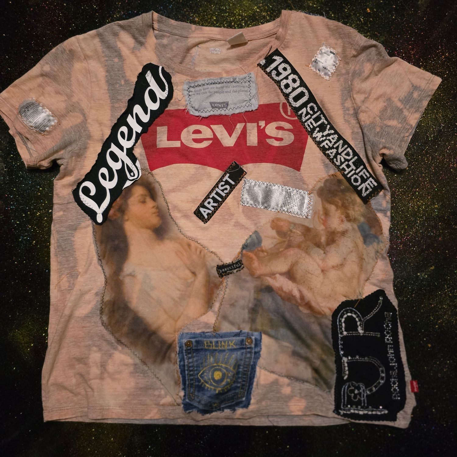 Upcycled Levis Tee &#39;Beautiful Artist&#39; by Blink Friction