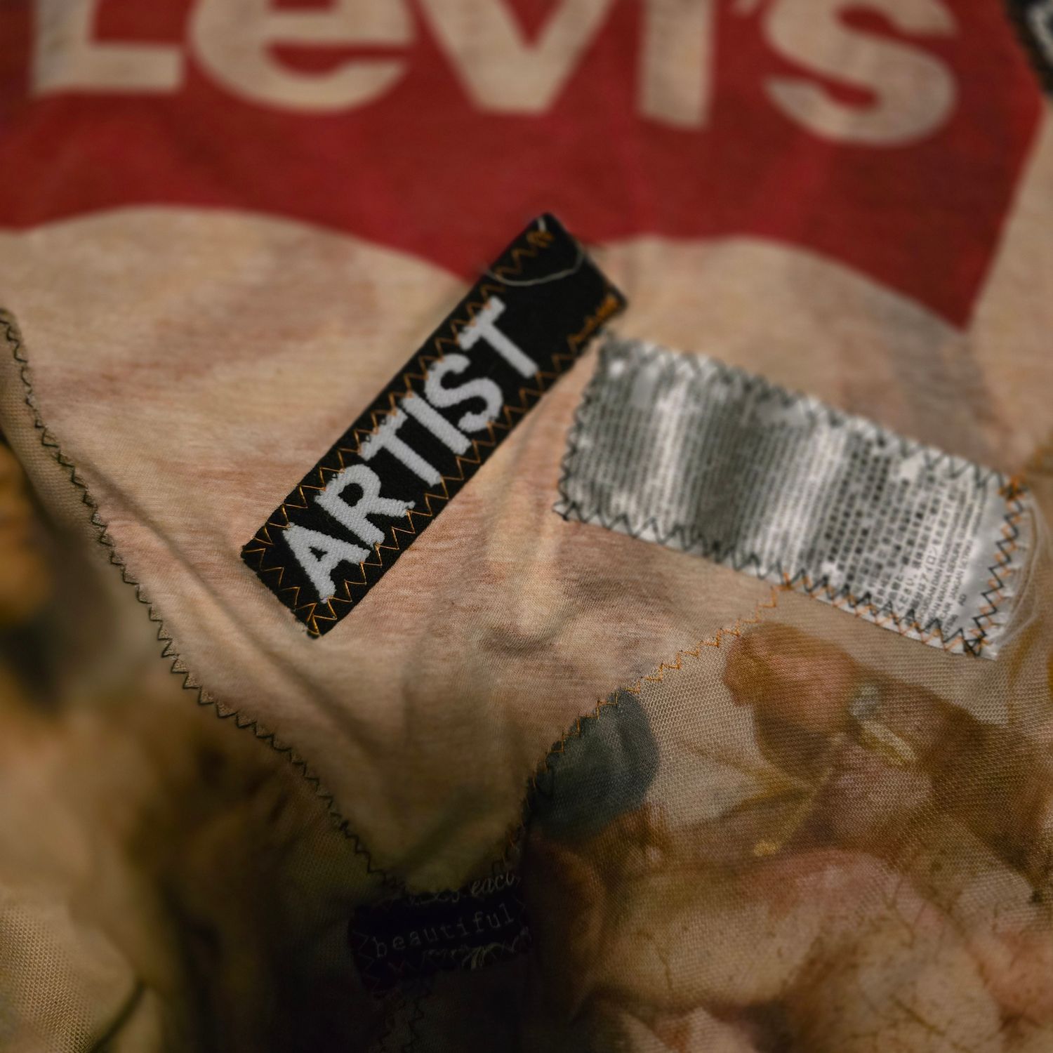 Upcycled Levis Tee &#39;Beautiful Artist&#39; by Blink Friction