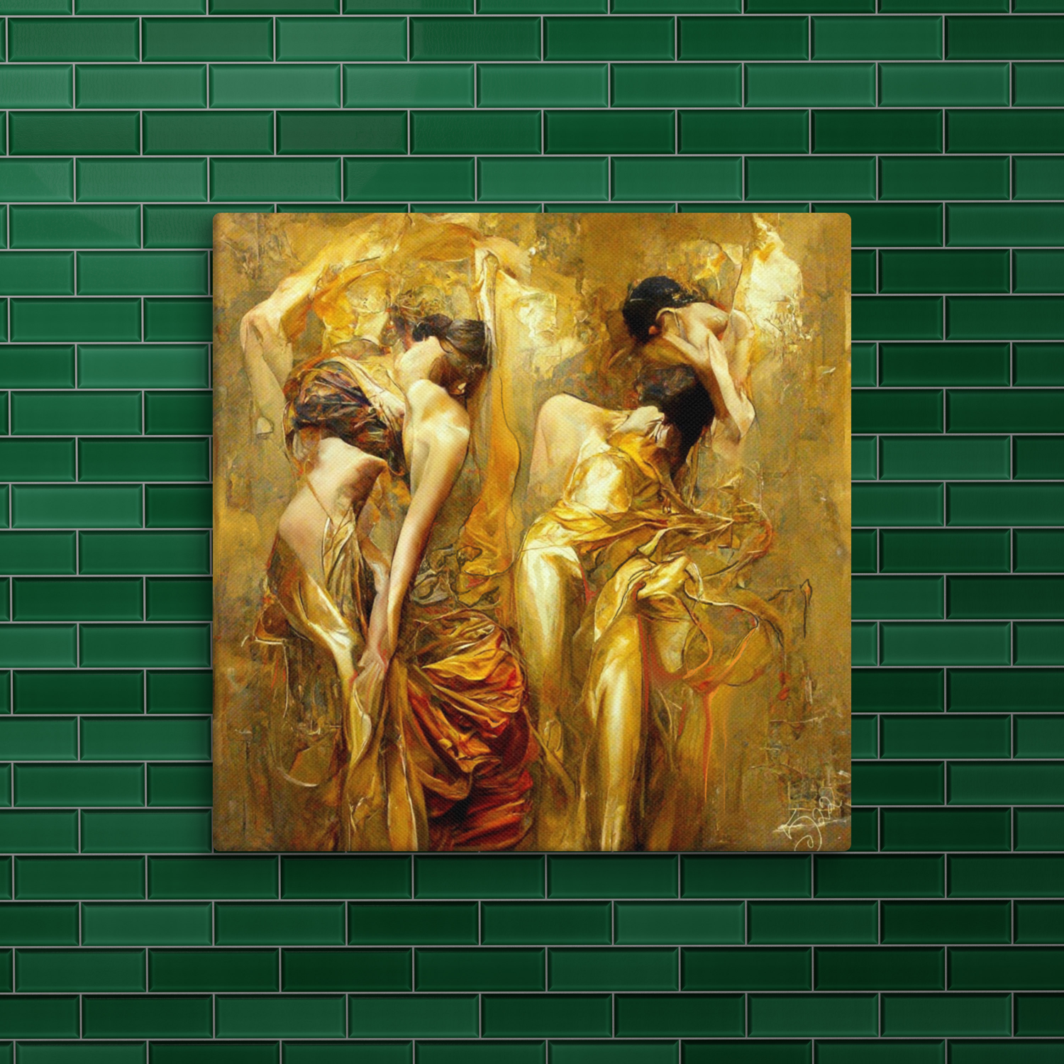 Figures in Gold Leaf by Sarnia de la Maré Framed Canvas