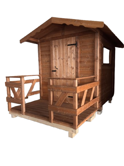 Casetta in legno con balaustra 190x190