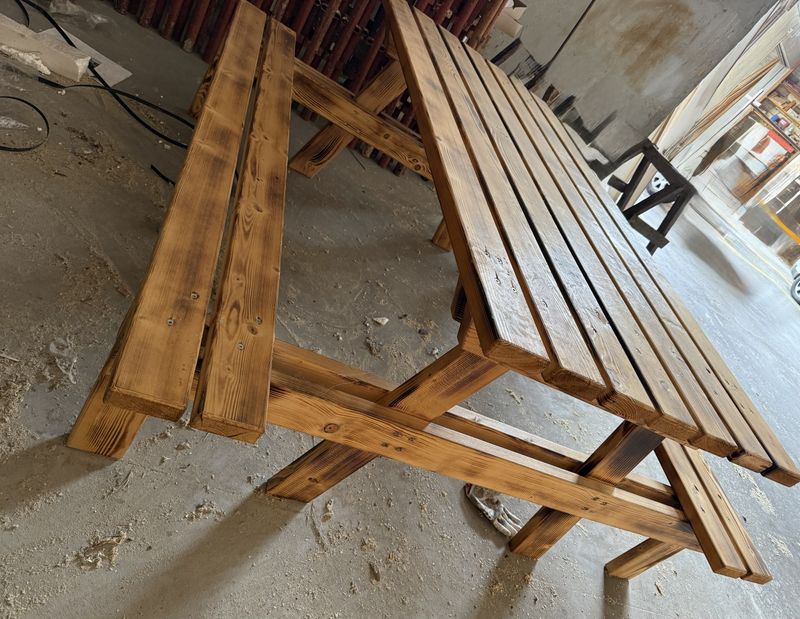 PANCA DOPPIA SEDUTA IN LEGNO DI ABETE 177X199 MM40 - FINITURA BRUCIATA CON TRATTAMENTO RENNER