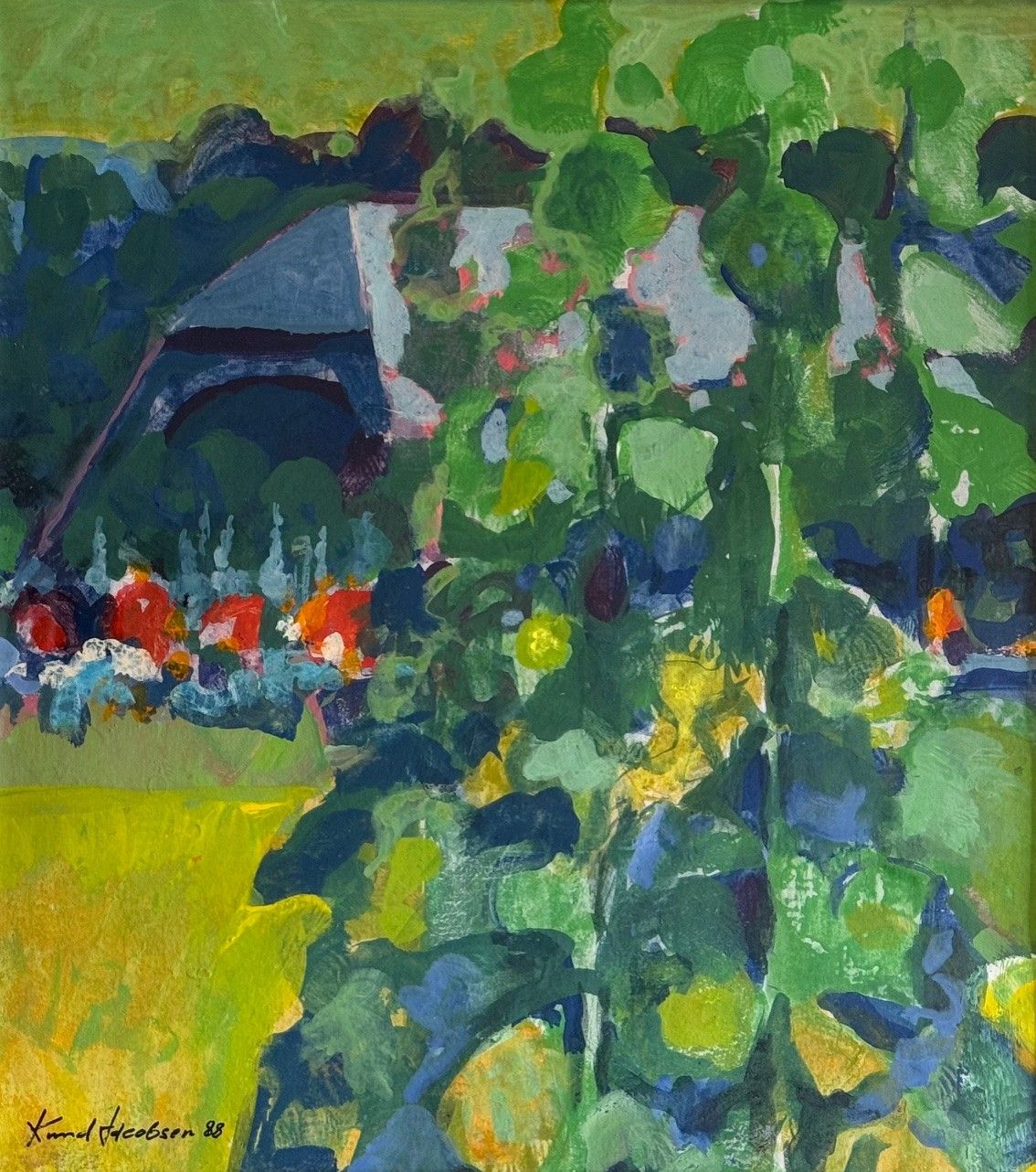 Blumengarten vor Bauernhaus, 1988