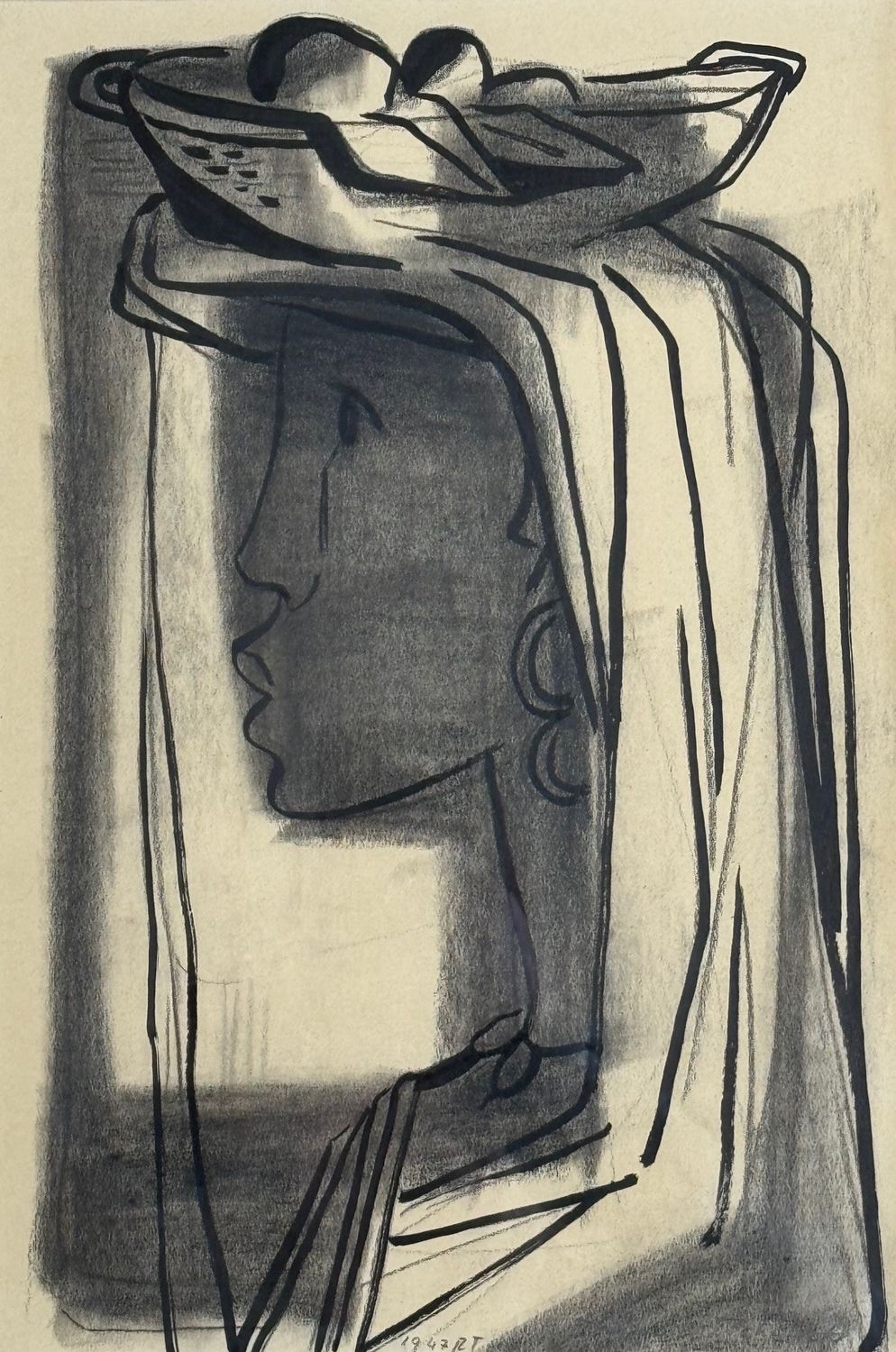 Frauenkopf mit Fruchtschale, 1947