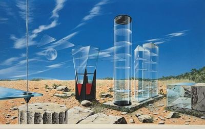Glasvitrinen in Landschaft, ca. 1988