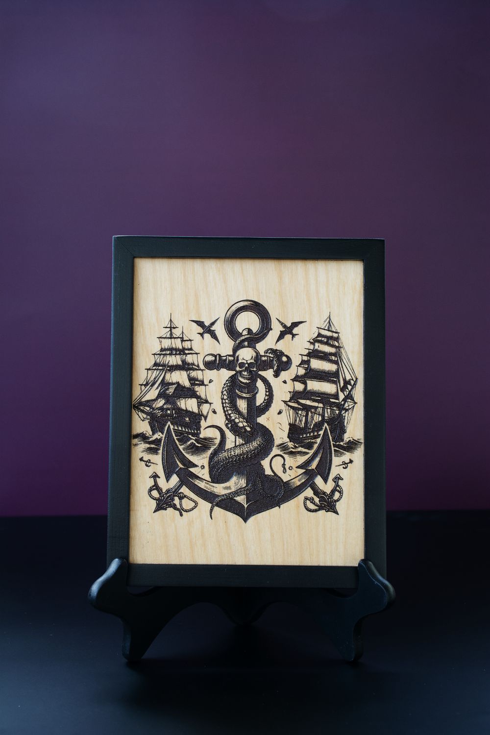Framed Anchor with two Pirate Ships