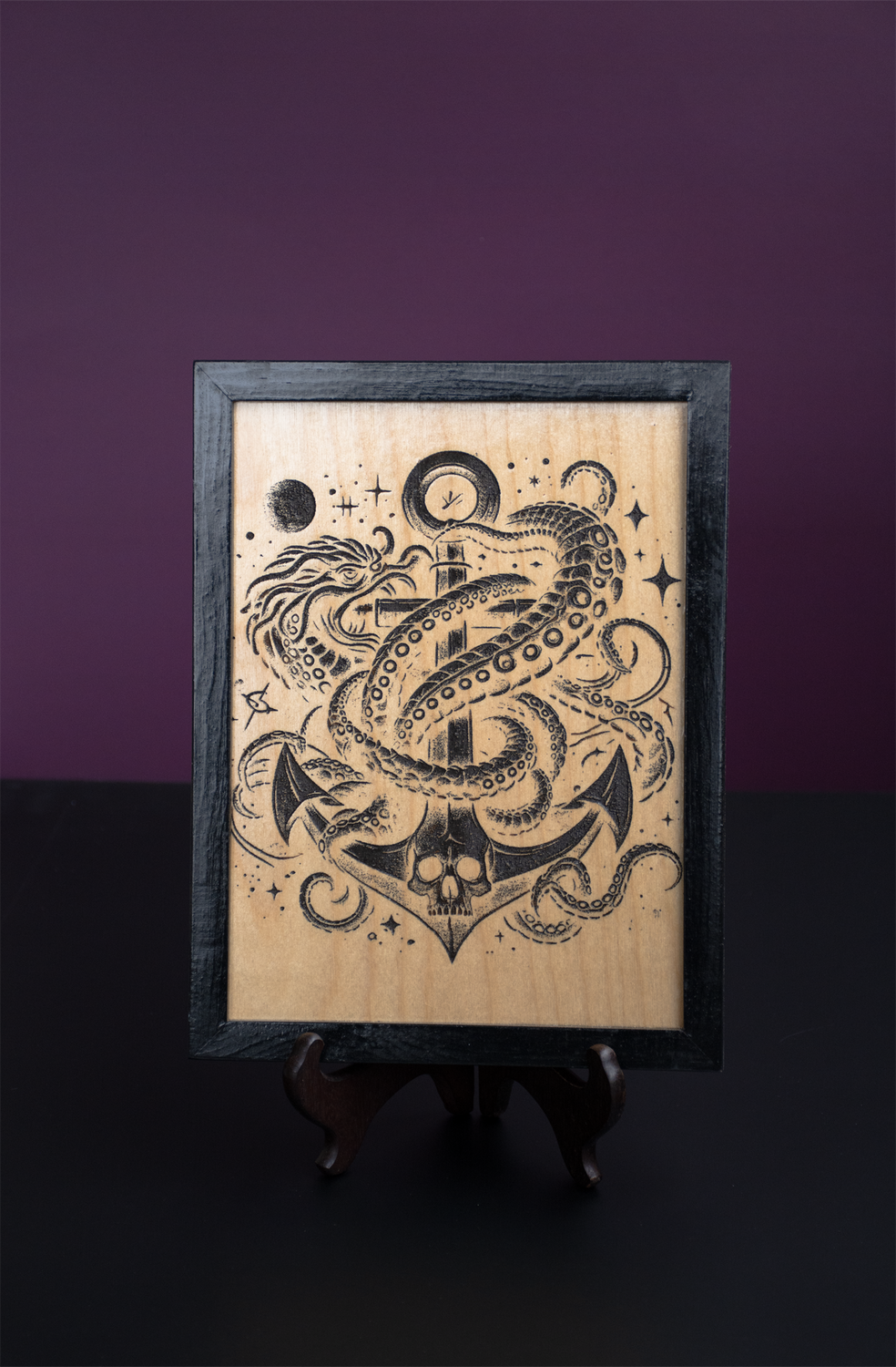 Framed Kraken with anchor