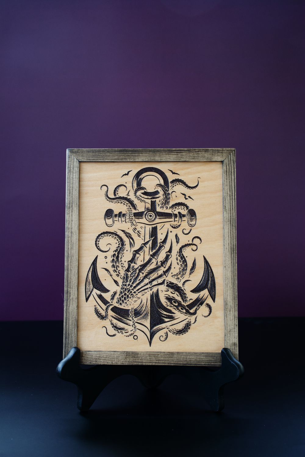Framed Anchor with Skeleton Hand
