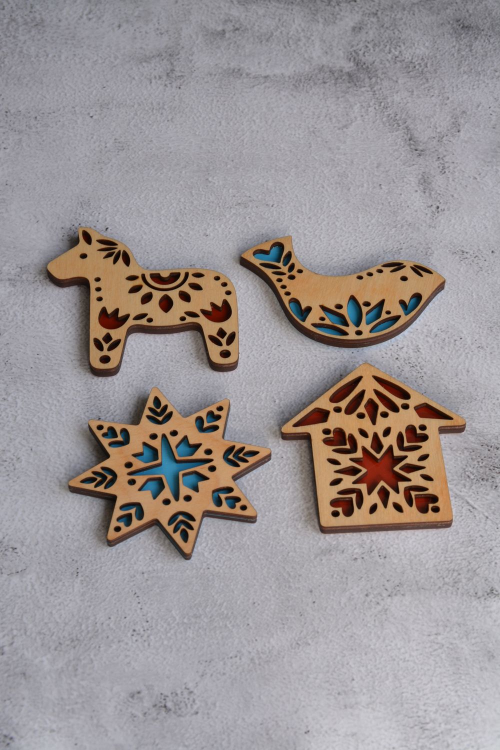 Layered Wooden Art Magnet Sets