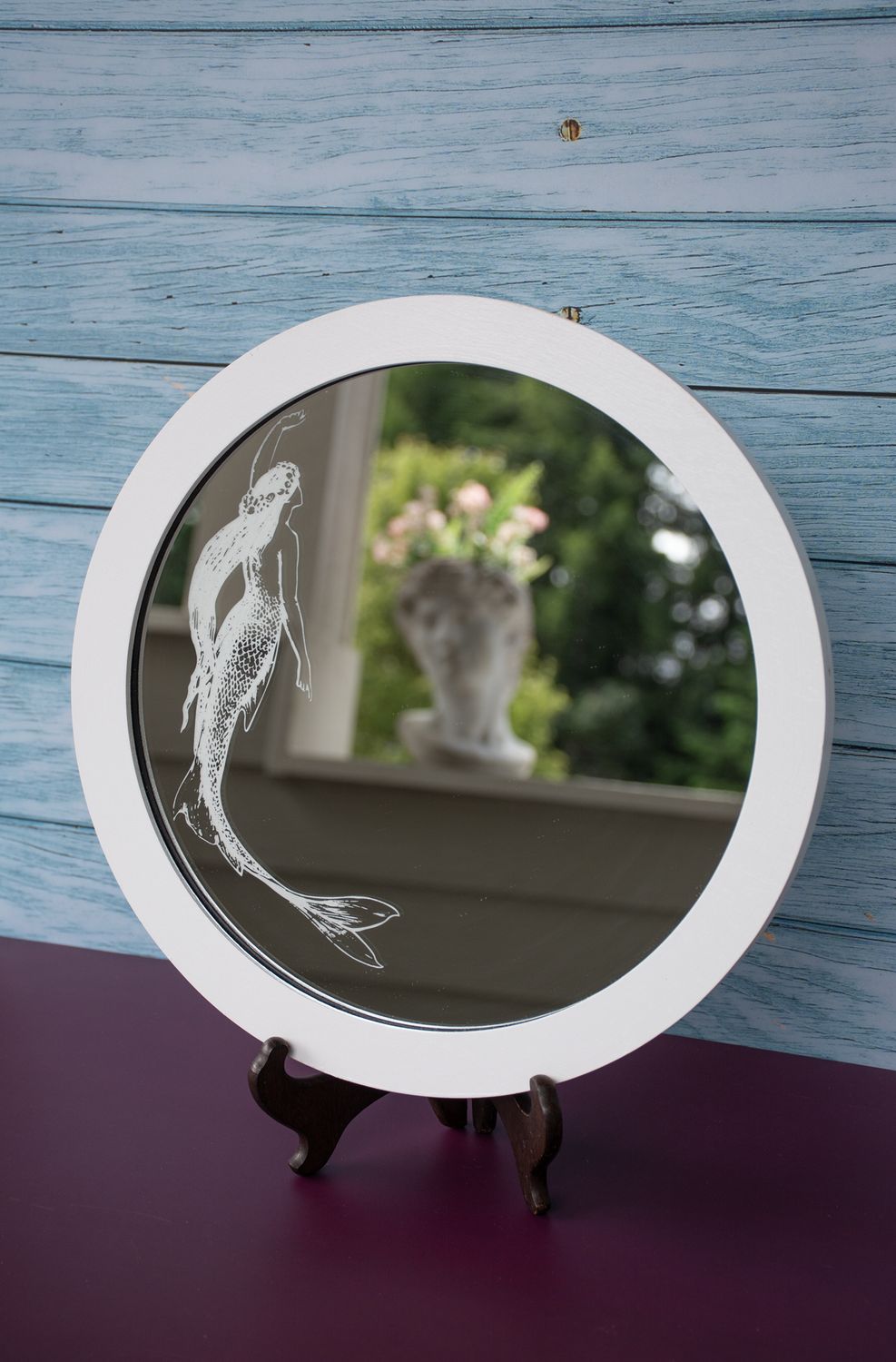 Framed Vintage Mermaid Engraved Mirror