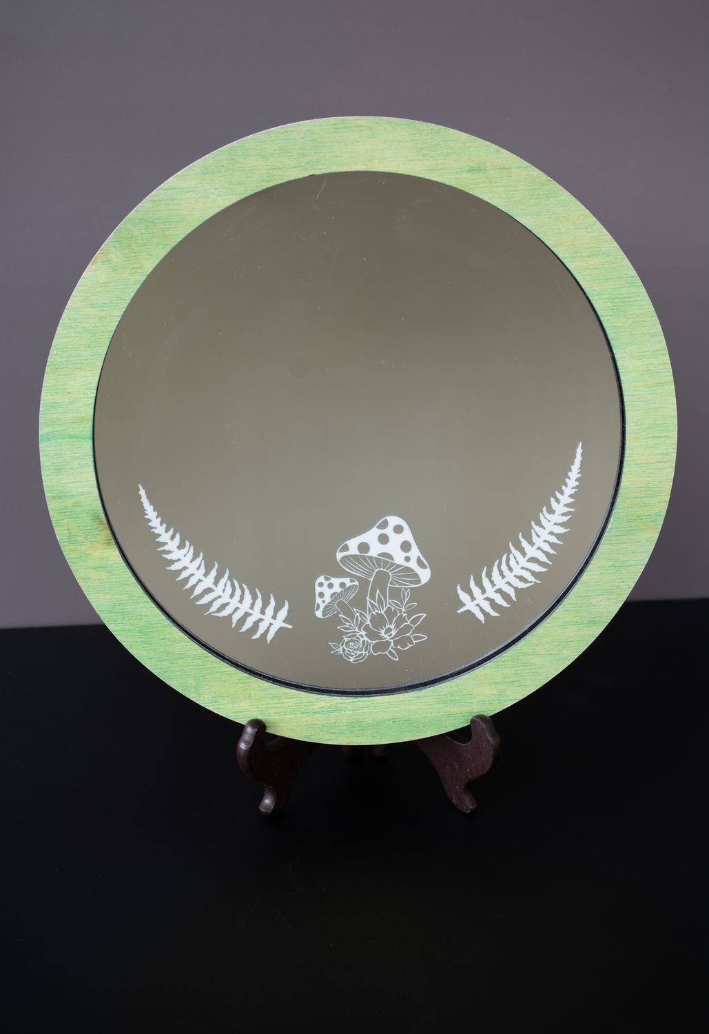 Framed Woodland Mushroom & Fern Engraved Mirror