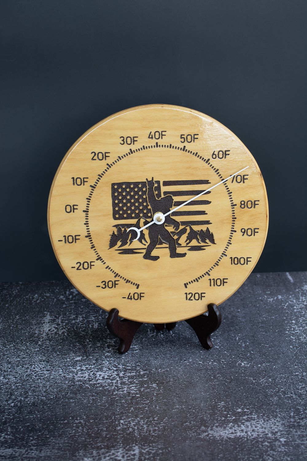 Wood Outdoor Bigfoot Thermometer