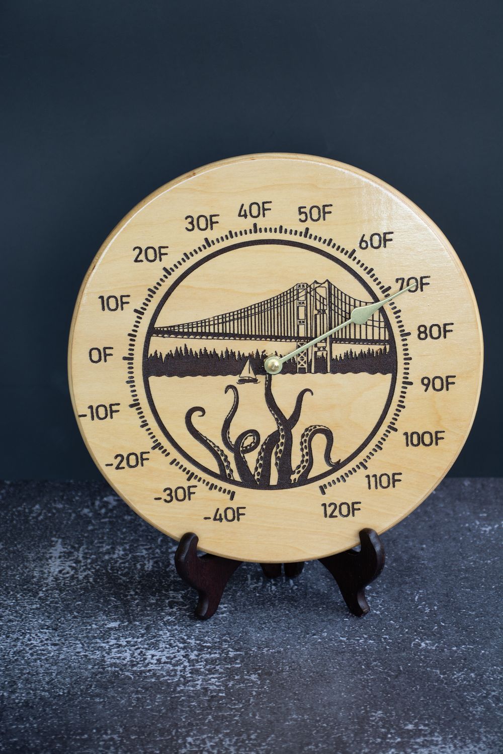 Wood Outdoor Kraken Thermometer