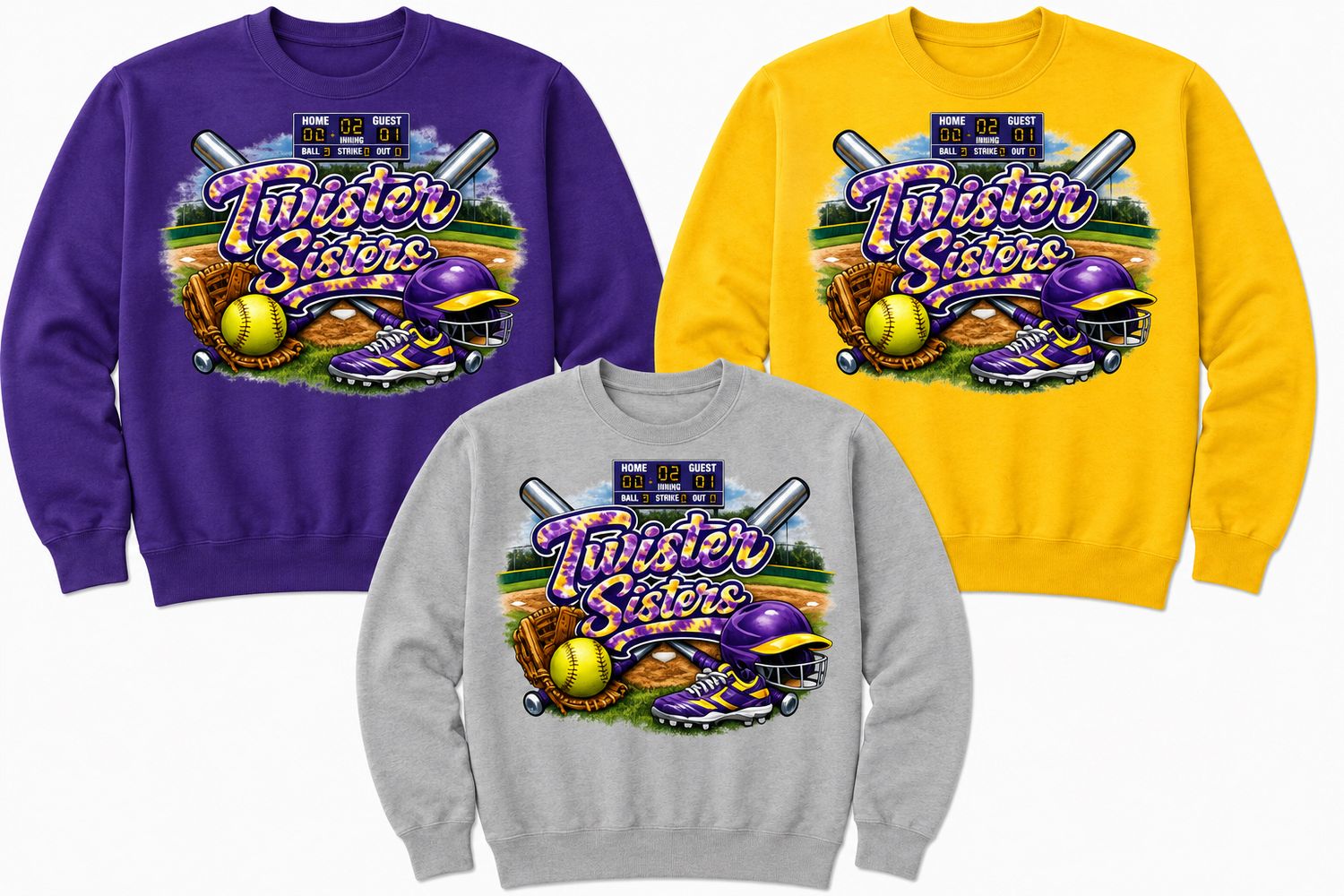 Softball field Twister Sisters Crewneck Sweatshirt