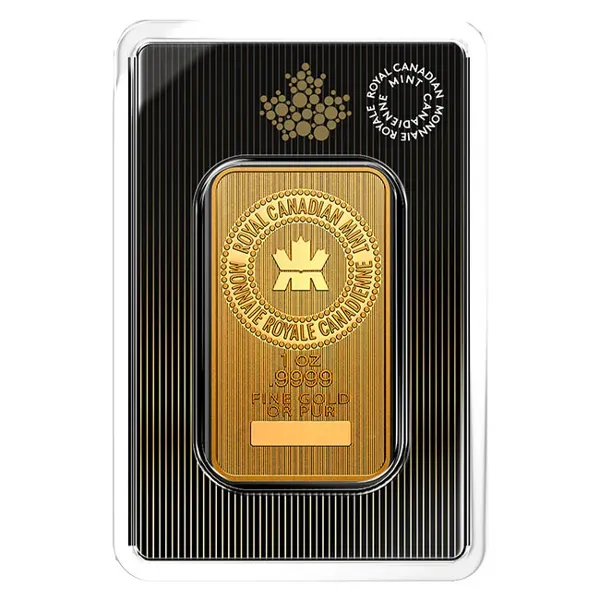 1 oz Gold Royal Canadian Mint Bar w/ Assay Card