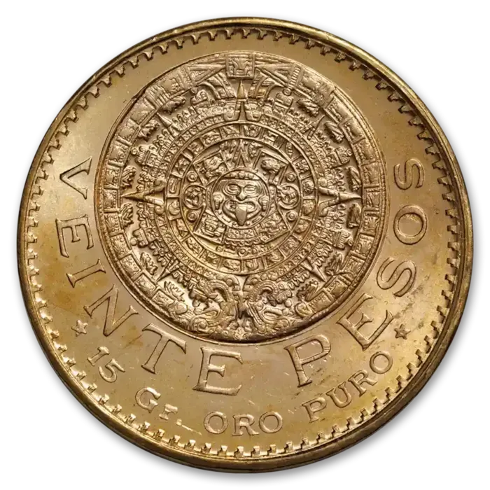 Mexican 20 Pesos Gold Coin AU-BU Condition - Random Year