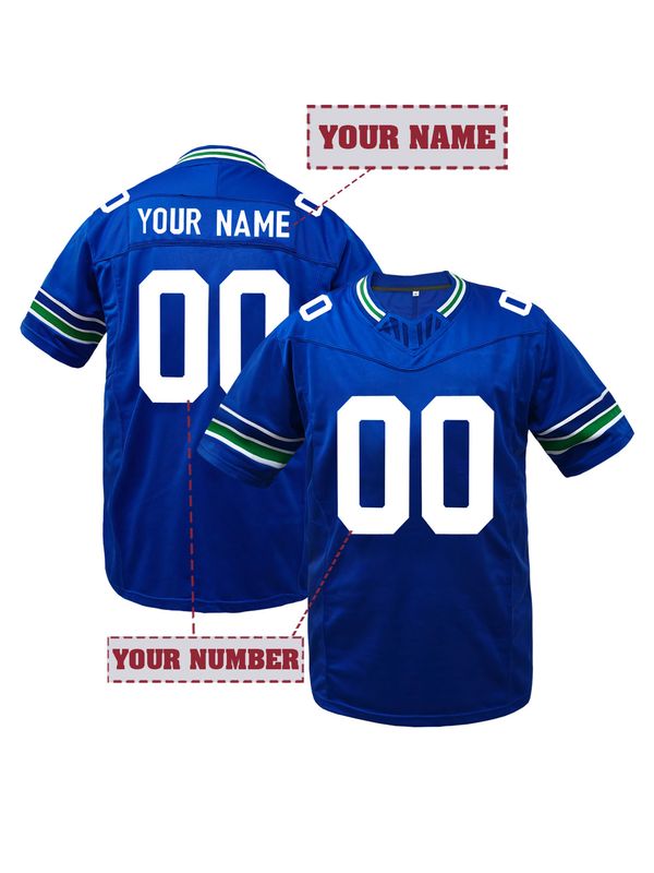 Custom Men's Football Shirt Breathable,Seattle Football Jersey,Sports Top with Embroidered Name and Number T Shirt Personnalisé