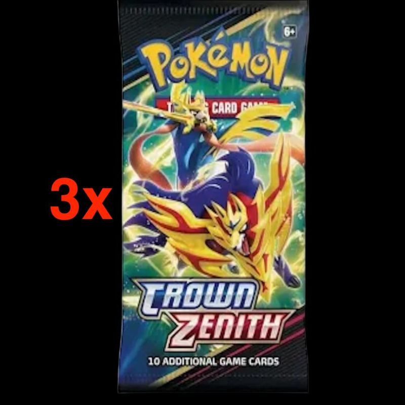 3x Crown Zenith Pokemon Booster Pack (Live)