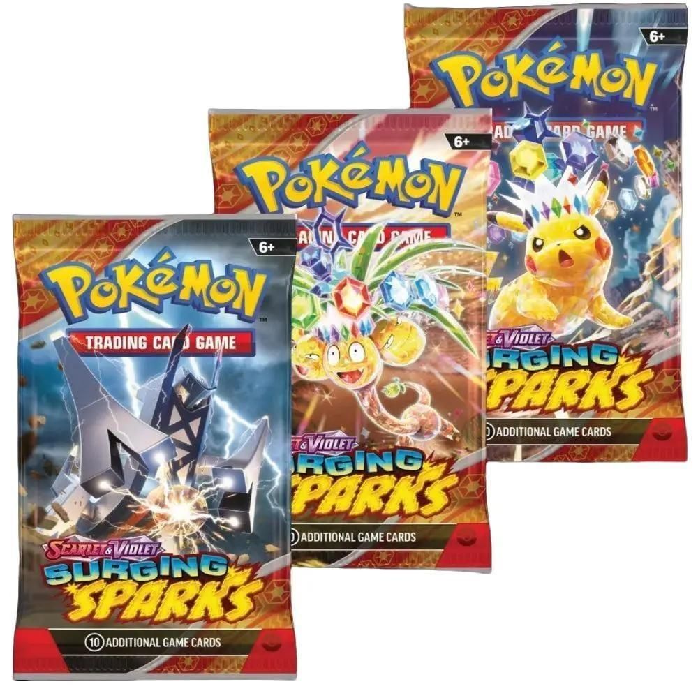 3x Surging Sparks Pokemon Booster Pack (Live Rip)