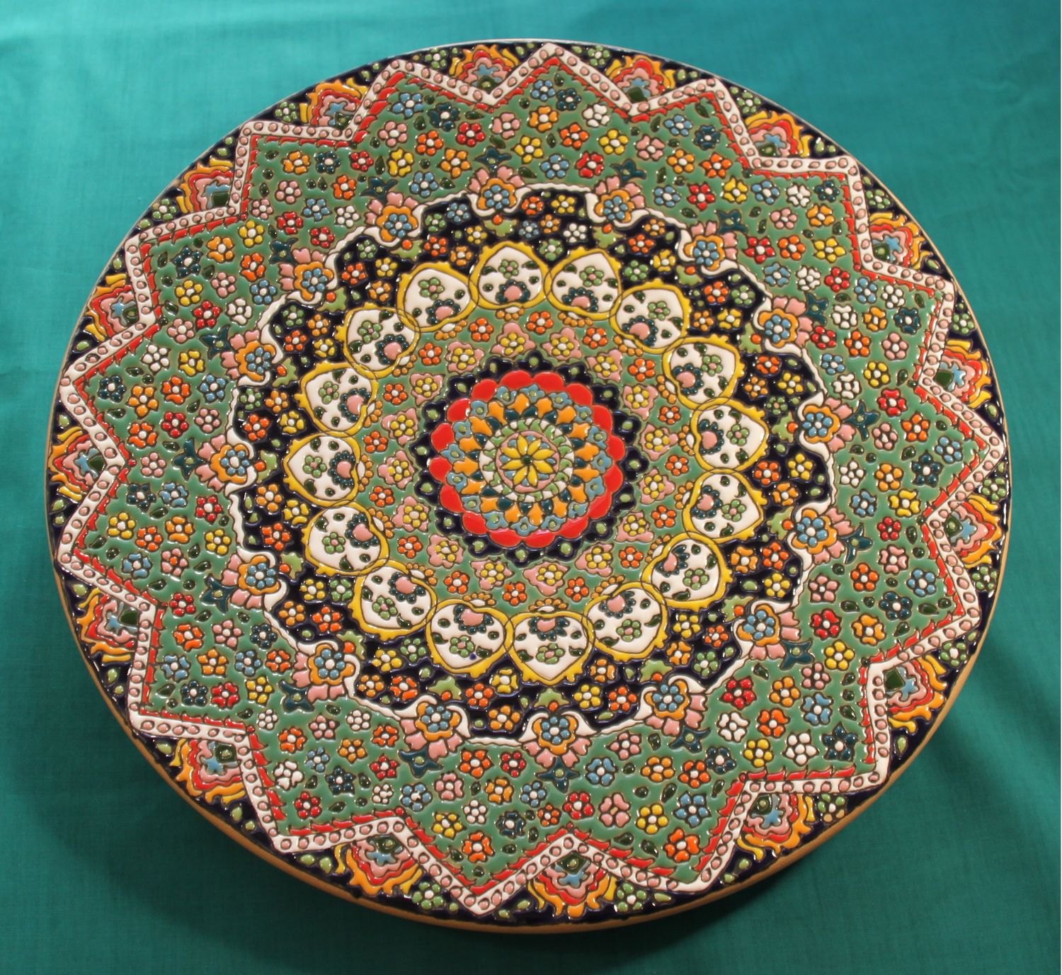 Zickzack bunt - Teller mit 36cm Durchmesser