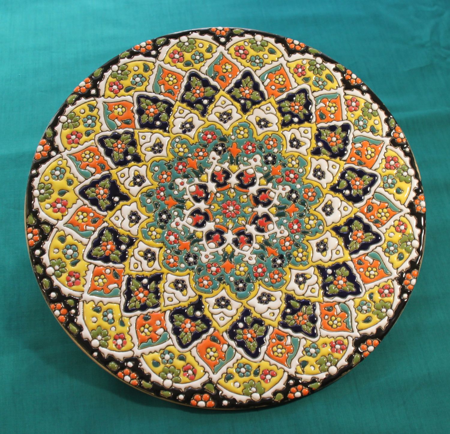 Sonnenblume blau gelb - Teller mit 30cm Durchmesser