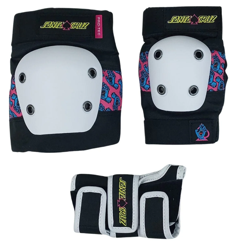 Pro-Tec Santa Cruz Pads Street, lot de 3, SCA - Noir / Blanc / Rose