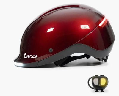 Overade LIFE  Casque Vélo Lumineux avec Clignotants Ruby red