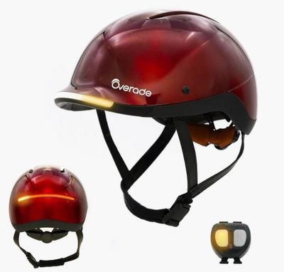 Overade LIFE  Casque Vélo Lumineux avec Clignotants Ruby red