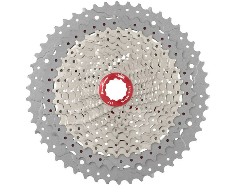SunRace CSMZ90 Cassette 12-speed metallic silver / red