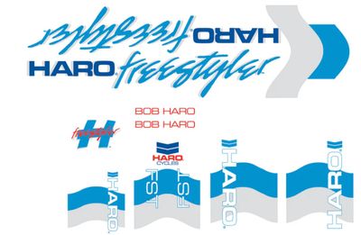 Décalcomanies BMX HARO Freestyle Blanc Bleu 1985