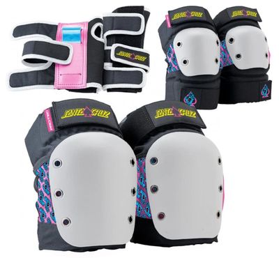 Pro-Tec Santa Cruz Pads Street, lot de 3, SCA - Noir / Blanc / Rose